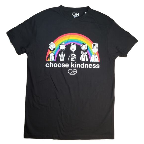 QUEER EYE FOR THE STRAIGHT GUY BLACK CHOOSE KINDNESS RAINBOW T-SHIRT SIZE M NWT - Picture 1 of 4